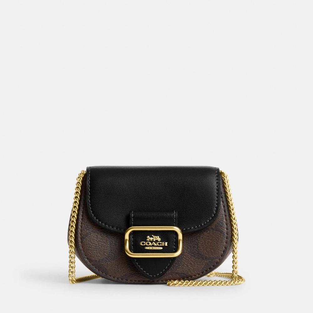 Coach Morgan card case mini wallet on gold chain